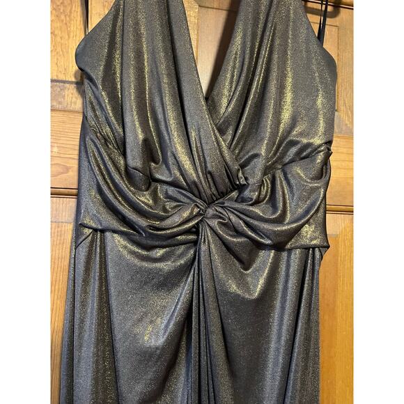 Lauren Ralph Lauren Women's Halter Evening Formal Dress Metallic Bronze Size 14 - Picture 6 of 10